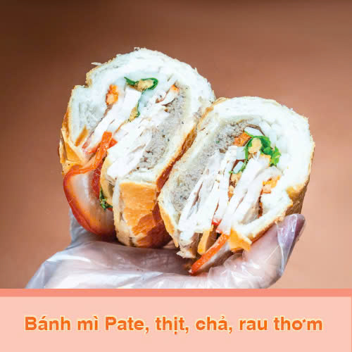 Bánh mì Pate, thịt, chả, rau thơm